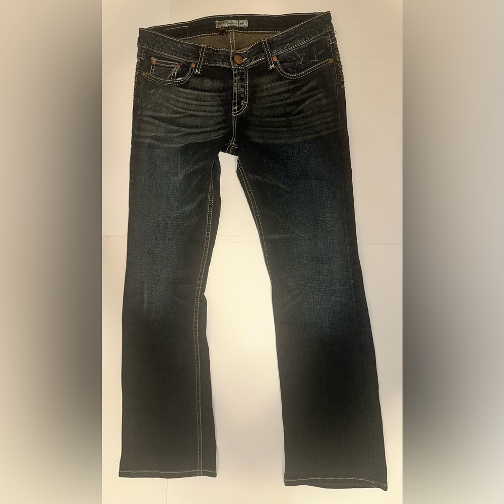 Buckle BKE Stella Slim Bootcut Jeans Womens 31x31.5 Denim Low Rise Dark Wash